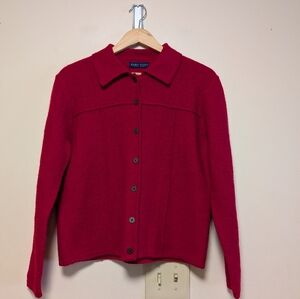 Karen Scott Petites Red 100% Wool Cardigan Sweater PM Australia Made